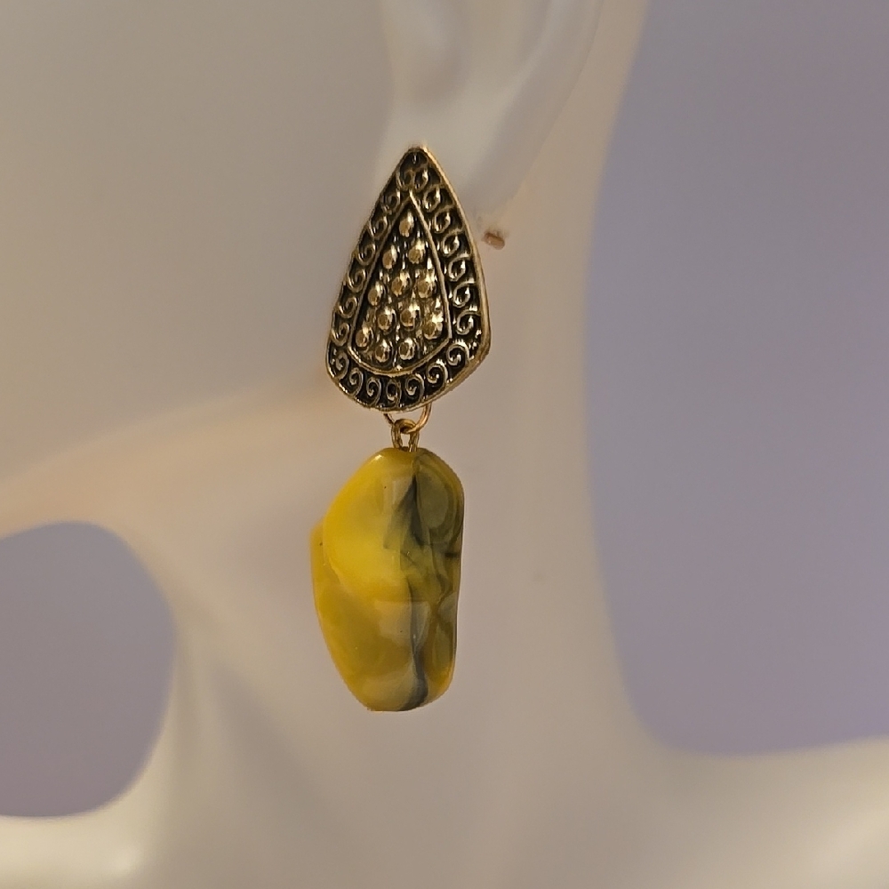 Gold and Yellow Dangle Earrings